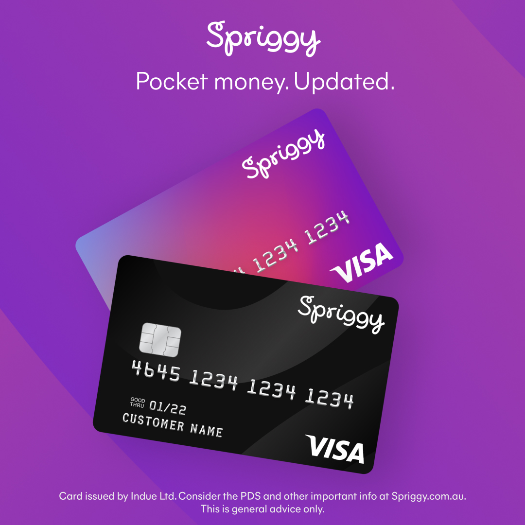Colourful Spriggy pocket money brand artwork